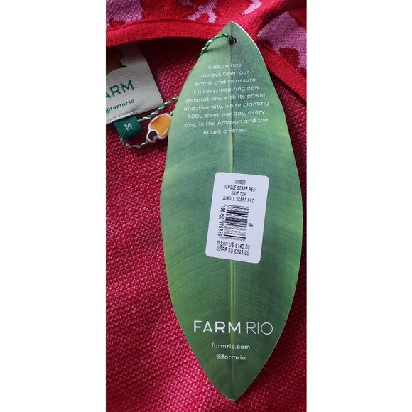 Farm Rio Red Jungle Scarf Knit Top - Picture 8 of 8